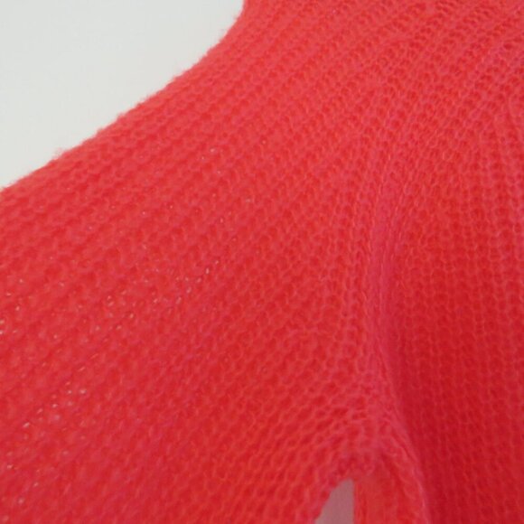 NAADAM Open Knit Bell Sleeve Tied Sweater in Coral Pink Bright - Size S - Picture 5 of 14